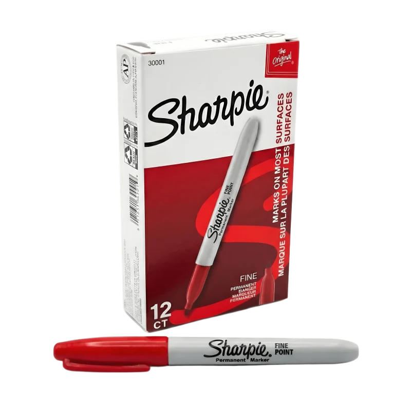 Sharpie Permanent Markers, Fine Point, Red- 12 Pack - NYC Big Wholesale